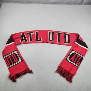 Atlanta United FC MLS Soccer Scarf Red Black Knit ATL UTD Fringe Reversible